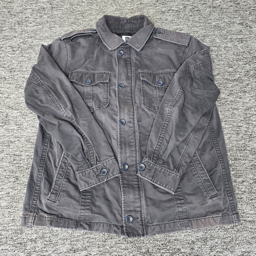 Vtg Gap Military Field Jacket Men's XL Faded Charcoal Gray Zip & Button Close